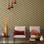 papier peint Circles Casamance Kaki